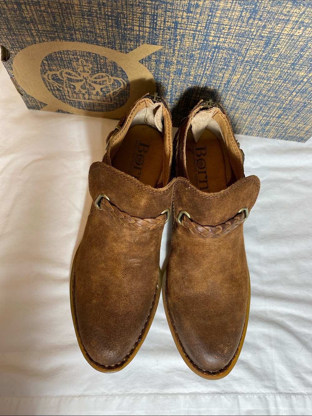 Born Sylvia Women’s Rust (Tobacco) Distressed Suede Ankle Boots - size 7.5 NWT - Picture 4 of 12